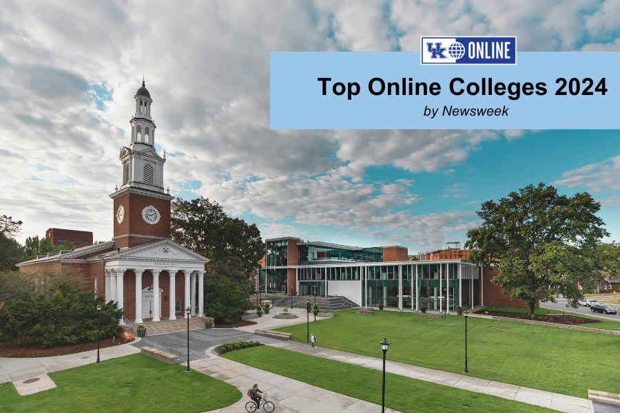 UK campus with Top Online Colleges text overlay