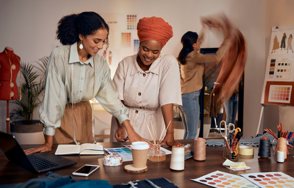 Women working on creative project