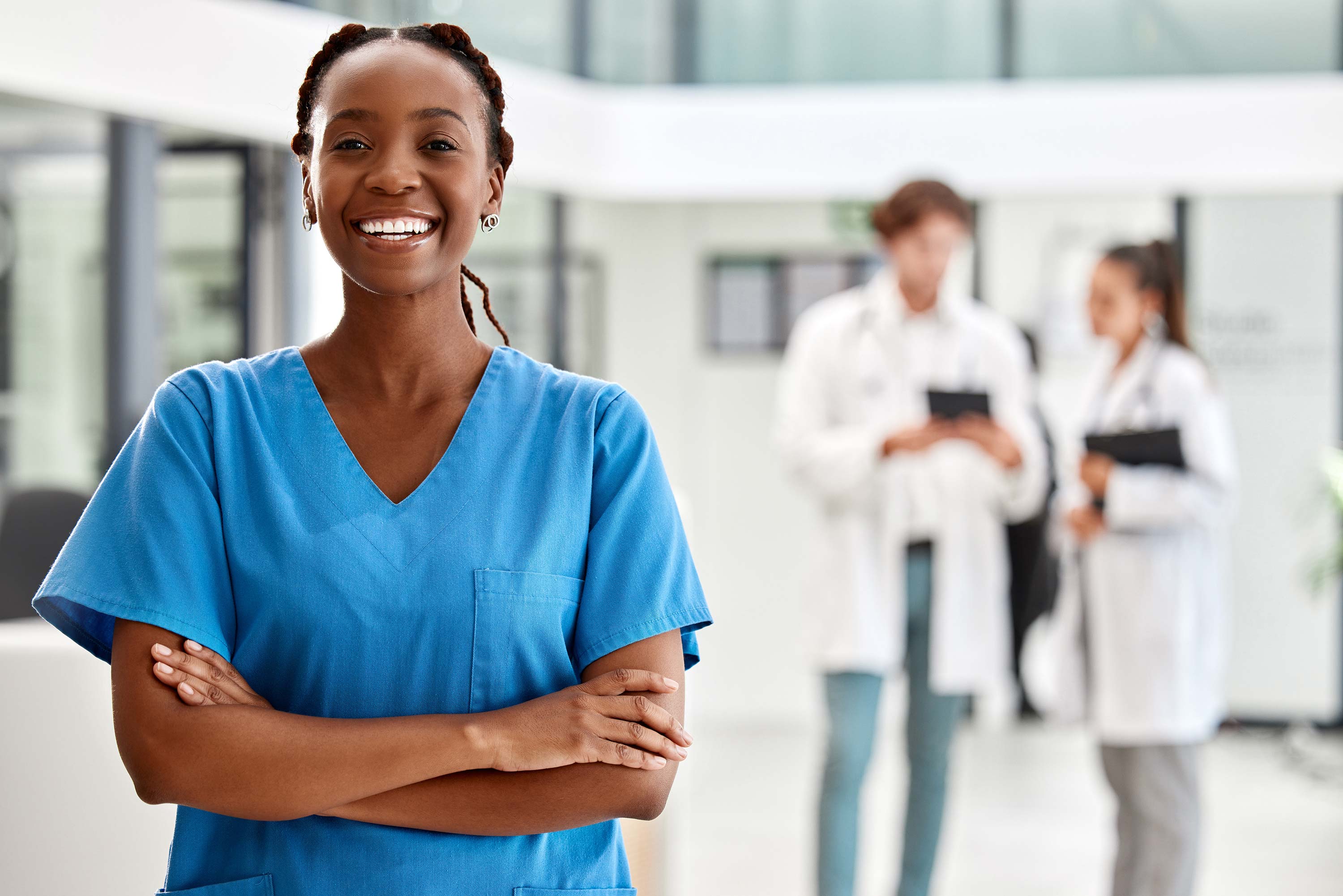 Nurse, healthcare and medicine with a woman working in healthcare for health, wellness or insurance