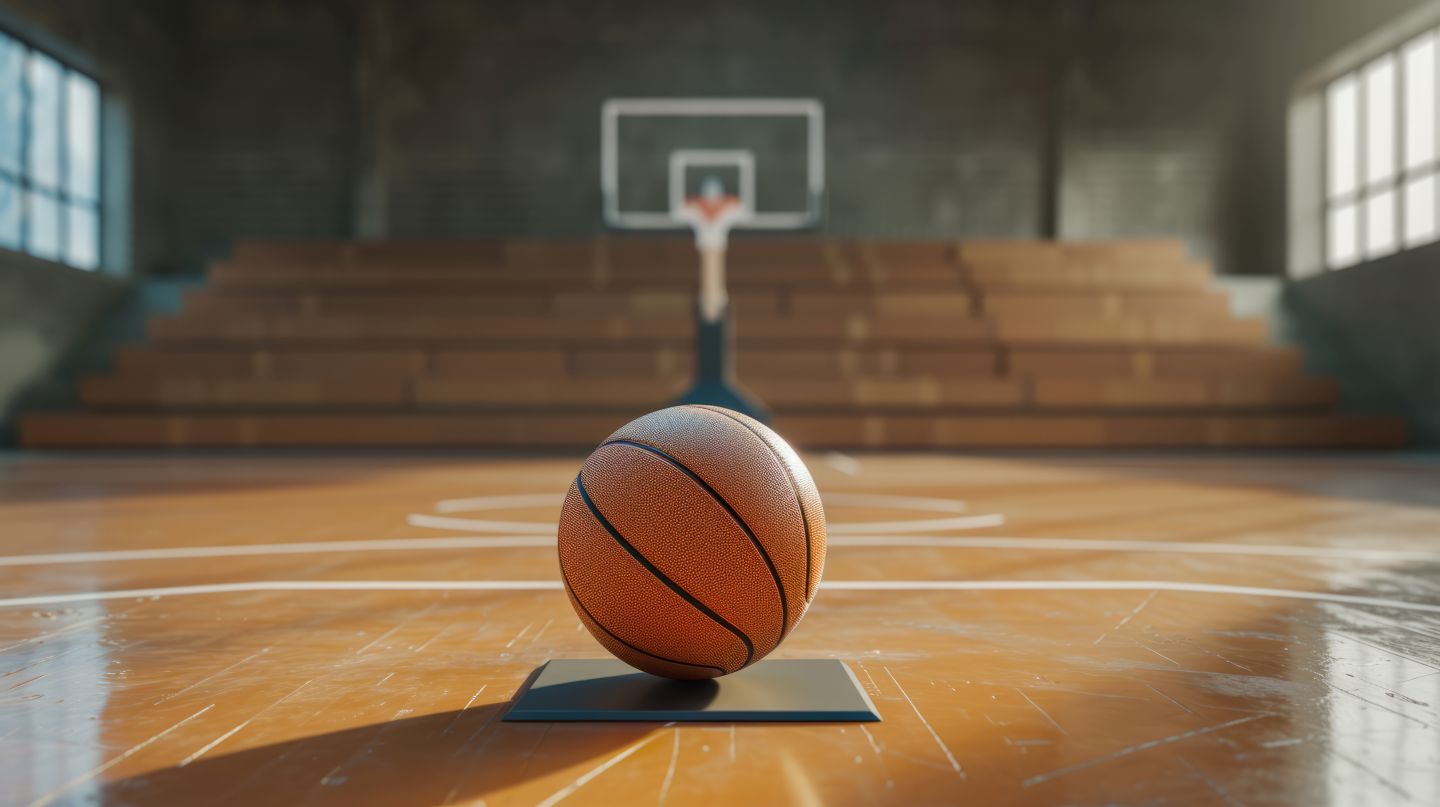 basketball on an empty court