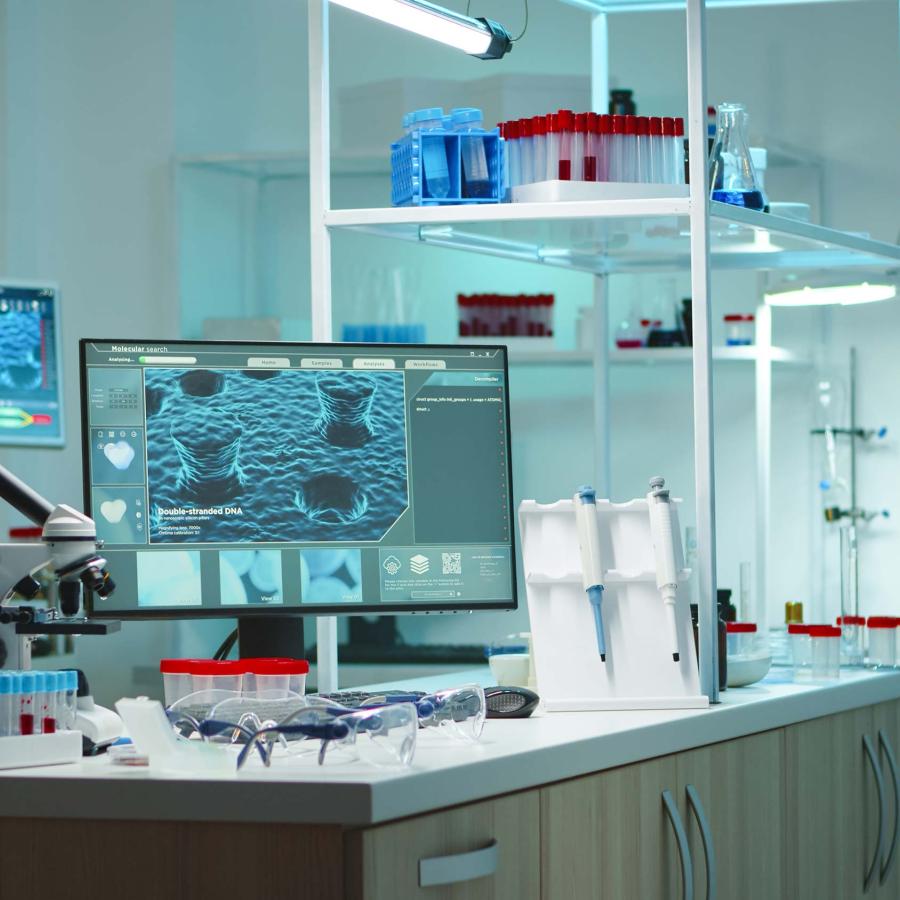 Empty laboratory modernly equipped with nobody in it